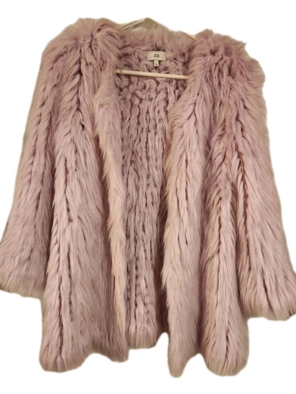 River Island Faux Fur Jacket Light Pink Purple Women's Size 8